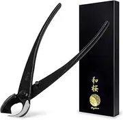 Wazakura Hand Forged Concave Bonsai Branch Cutter 210mm (8") Made in Japan, Carbon Steel Bonsai Tree Cutter, Japanese Gardening Tools, Straight Edge Concave Cutters - Black