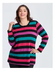 [Taking Shape] Bamboo Ponte Stripe Top in Jewel Stripe