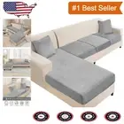 Luxury Light Grey Sofa Slipcovers - 4-Piece Velvet Set with Cushion Protection