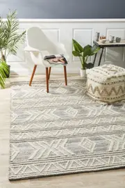 Abode Rug Culture Natural White & Grey Coastal Wool Textured Rug