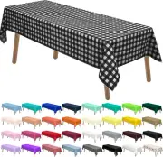 Black Gingham Checkered Plastic Tablecloths 2 Pack Disposable Table Covers 54 X