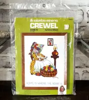 Vintage Columbia Minerva Crewel Kit Home Is Where The Heart Is Erica Wilson 1976