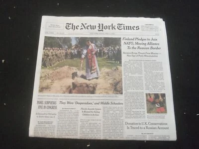2022 MAY 13 NEW YORK TIMES - FINLAND PLEDGES TO JOIN NATO, MOVING ALLIANCE
