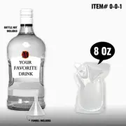 Concealable Reusable Cruise Flask Kit Sneak Alcohol Anywhere 1 x 8 oz + funnel