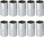 10pcs 1/4 Socket Head 10mm Durable Shallow Sleeve Corrosion Resistant Short Sleeve Auto Repair Machine Repair Sleeve Heads
