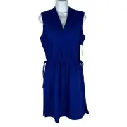 Calvin Klein Women's Sleeveless Blue Dress V-Neck Drawstring Waist Size 6