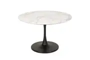 Raimon Furniture Cecil Round Dining Table Marble Effect 120cm - Matte Black Frame - White Sevella