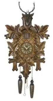 Quartz Cuckoo Clock 5 leaves, head of a deer, with music TU 355 QM NEW