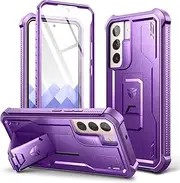 Dexnor Compatible with Samsung Galaxy S22 5G Case with Built-in Screen Protector Military-Grade 360 Full Body Shockproof Bumper Protection Cover with Stand - Purple