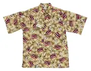 Go Barefoot Men’s Hawaiian Shirt Size Medium Palm Trees England Flag Print NEW