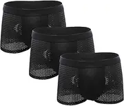 [Generic] Men's Fishnets Fly Underwears Soft Stretch Trunks Boxer Briefs Breathable Hot Mesh Underwear
