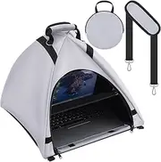 GliCraft Laptop Sun Shade and Water Resistant Tent Bag with Glare Shield, Shoulder Strap, Portable Case for Working Outdoor Foldable Privacy Cover Hood, Gray
