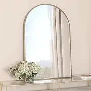 Poseerkey Arched Wall Mounted Mirror, 24 x 36 Inch Gold Arch Mirror, Vanity Mirror for Wall Décor,Metal Frame Black Bathroom Mirror, for Bedroom, Living Room, Entryway,Salon