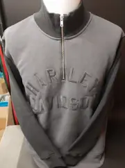 NWOT Harley-Davidson Gray Black Half Zip Pull Over Long Sleeve Embroidery Logo S