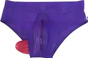 [DAIJES] Purple Latex Panty with Sheath with Front Crotch Zipper Rubber Underwear Panties