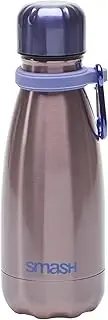 Smash Stainless Steel Single Wall 400ml Water Bottle with Carabiner, Pink/Purple