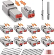 JRready Deutsch DTM Connector 2 Pin 8 Kits, ST6330-201 DTM Connector Kit with Size 20 Solid Contacts 20-22AWG, Waterproof Automotive Electrical Connectors for Cars, Motorcycle, Truck, Marine