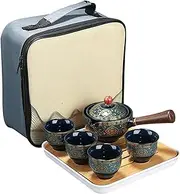 Gongfu Tea Set, 1 Set Travel Tea Set with Anti-Scald Handle, Portable 360° Rotating Tea Pot Set, Chinese Tea Set for Home Office Travel(Teapot-1)