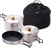 Folpus Camping Cookware Camping Pots and Frying Pan Cookset Folded Handle Cooking Utensils Set Outdoor Cook Gear for Campfire Home