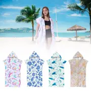 Poncho Changing Robe with Zipper Hooded Towel Poncho Robe Highly Absorbent--