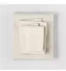 New Casaluna Snowfall White 100% Washed Linen Full Sheet Set 4pc