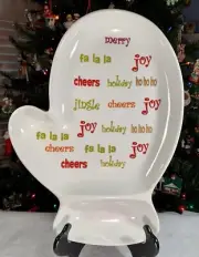 Target Home 2006 CHRISTMAS MITTEN 16x12 Divided Serving Dish / Chip & Dip Bowl