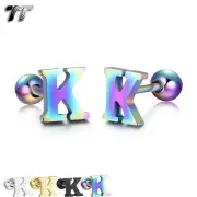 TT Surgical Steel Initial Letter K Fake Ear Cartilage Tragus Earrings (TR77K)NEW