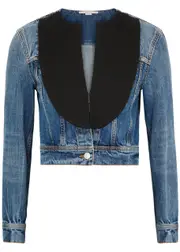 Stella Mccartney Panelled Cropped Denim Jacket - Blue - S (UK8-10 / S) S (UK8-10 / S)