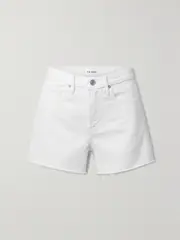 [FRAME] FRAME - Le Brigitte Frayed Denim Shorts - White - 27 27 White
