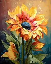 Jomzuci Paint by Numbers Adults, Painting by Numbers Flowers with Canvas Brushes Acrylic Pigment, Paint by Numbers Adult DIY Hand Painted Oil Painting Kit for Home Wall Decoration 40 x 50 cm (Without