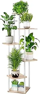 AZERPIAN Plant Stand 6 Tier Indoor Metal Flower Shelf for Multiple Plants Corner Tall Flower Holders for Patio Garden Living Room Balcony Bedroom, White, AZH725
