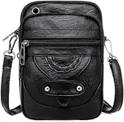 [aolaso] Women's Mobile Phone Shoulder Bag, Mini Bag, Retro PU Leather, Small Shoulder Bag, Handbag, 2 Main Compartments with Earphone Hole