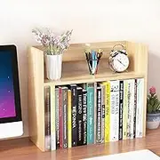 AUSHOPLAH Desktop Organizer Rack, Office Desk Storage Shelf, Bookshelve, Desktop Bookcase Wood Bookshelf C21 (Wood)