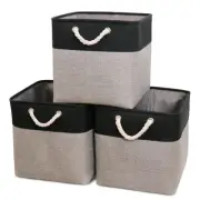 13×13×13in/3PCS Shelf Baskets Fabric Storage Bins with 2 Bold Handles, Collap...