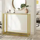 Console Table with Metal Frame Gold and White