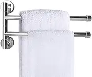 Swivel Towel Rail Chrome Stainless Steel Bath Rack Wall Mounted Towel Rack Holder with 2 Swivel Bars, Swing Towel Holder for Kitchen, Bathroom, Toilet