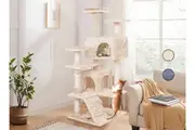 BEASTIE Cat Tree Scratcher Furniture Tower Wood 134cm Beige