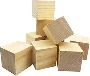 9Pcs Handmade Wood Blocks, 5.08cm Unfinished Blocks Natural Wood Blocks are Used for Craft Making and DIY Projects and Decorations