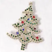 AUSTRALIAN CRYSTAL XMAS TREE PIN - BROOCH __Gold Tone
