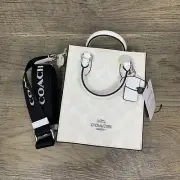 COACH North South Mini Tote In Signature Canvas CP011 | Glacier White — New