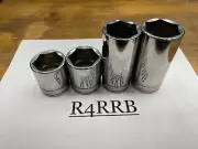 Snap-on Tools USA NEW 4pc 1/2" Drive SAE Deep Shallow 6pt Chrome Socket Lot Set