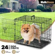 Dog Crate Kennel Folding Metal Pet Crate Cage Double door w/Slide-out Tray Black