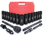 21PCS Drive Deep Impact Socket Set,1/2-Inch Metric Socket Set,(10-24mm),6 Poi...