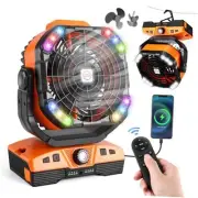 50000mAh LED Lantern Camping Fan, Battery Operated Oscillating Outdoor Fan