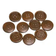 10pcs Wooden Sewing Button 25mm 4 Holes Round Craft Buttons, Coffee
