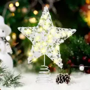 Christmas Tree Topper, LED Star Treetop with White Snowflake, Lighted Pentagram