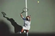 Steffi Graf of Germany serves to Gabriela Sabatini during their Wo- Old Photo