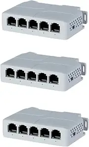 Fahgaer 5 Port 10/100Mbps POE Extender 1 in 4 Out Network Switch Repeater Support IEEE802.3af/at/bt for PoE Switch NVR IPC 3Pcs