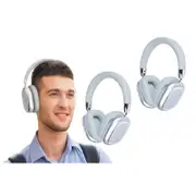 2Pcs Bluetooth 5.3 Wireless Headphones Over Ear Stereo Earphones-Silver