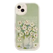 P36 Oil Painting Flower Smartphone Case Imitation Leather Phone Cover for Iphone 14 Plus